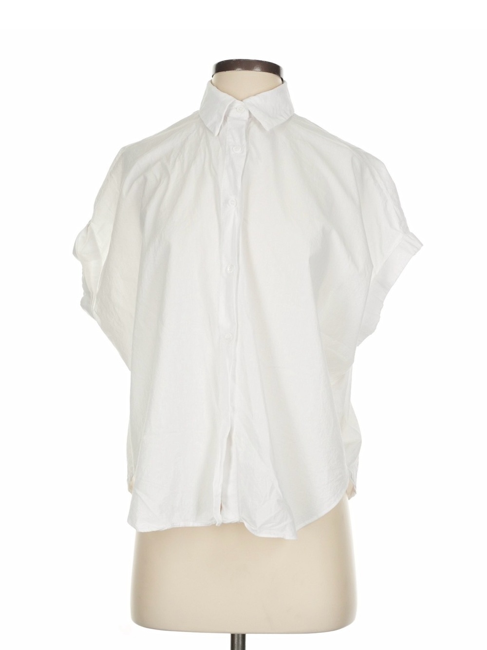 White Short-Sleeve Button-Up Shirt